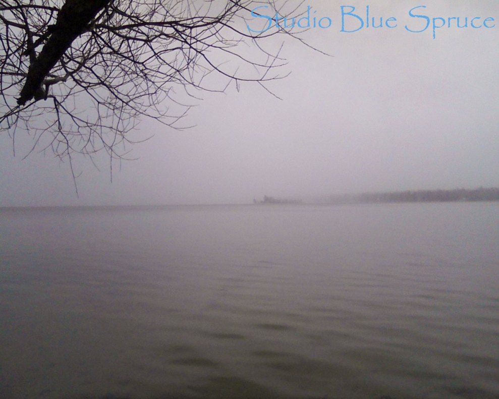 foggy spring lake